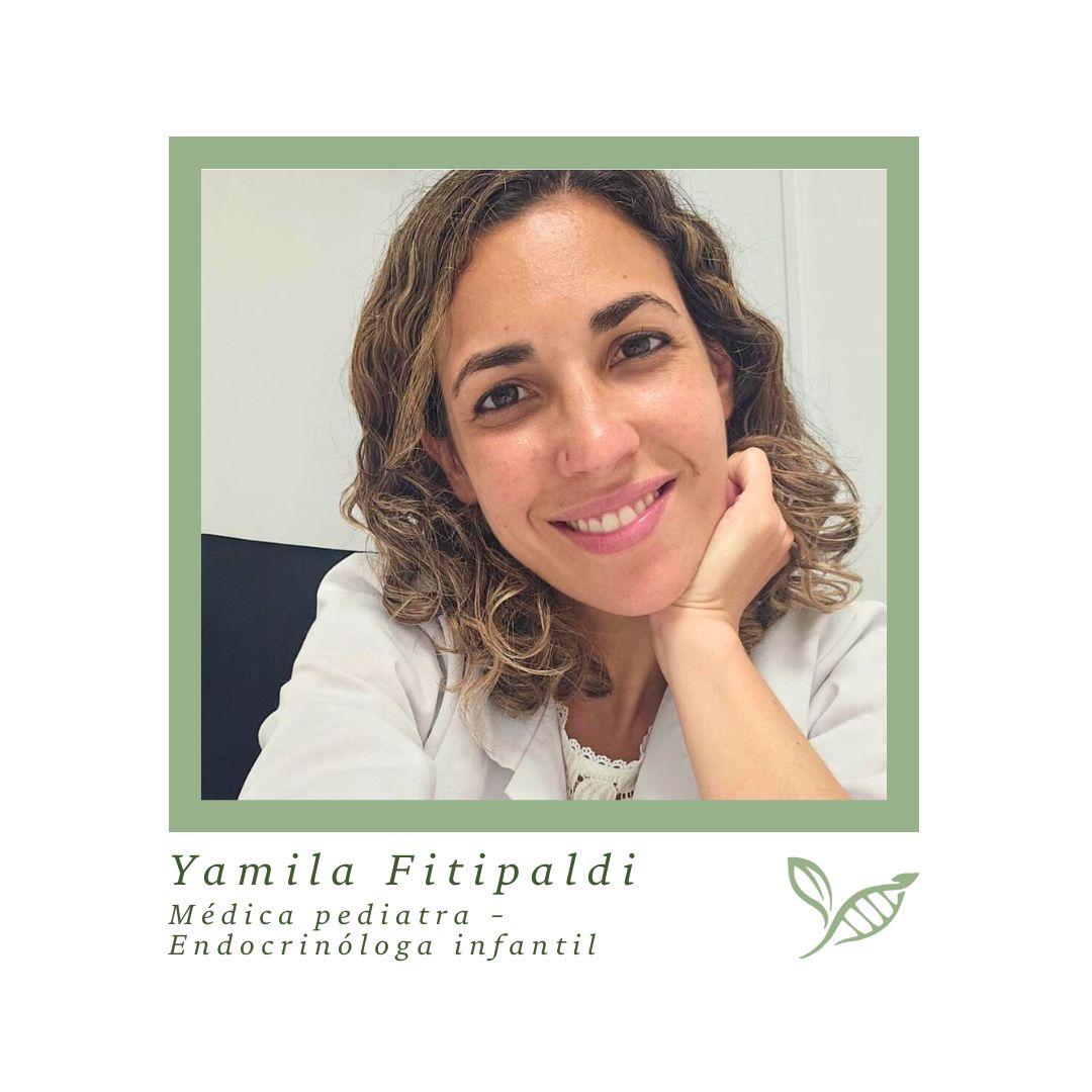 Dra. Yamila Fitipaldi, médica pediatra y endocrinóloga infantil en SANA Genética y Bienestar, especializada en crecimiento y metabolismo óseo.